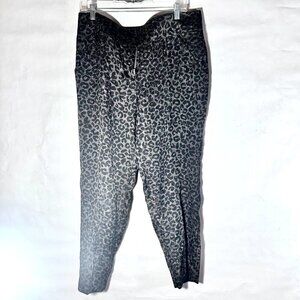 Ann Taylor Satin Black Leopard Print Ankle Pants Size 10 EUC